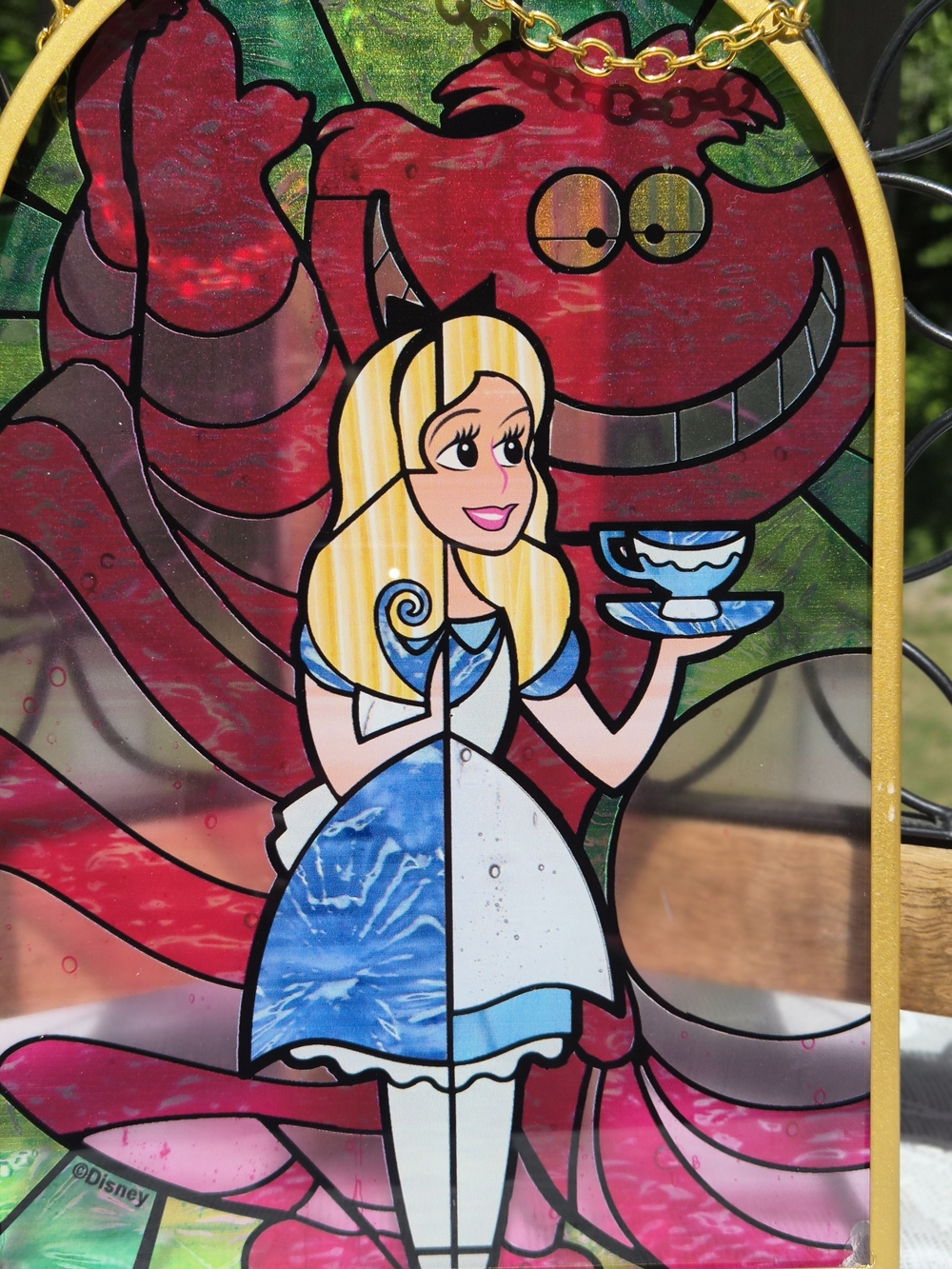 Disney Alice Stained Glass-Style Suncatcher in Pink and Blue - Picture 2 of 4